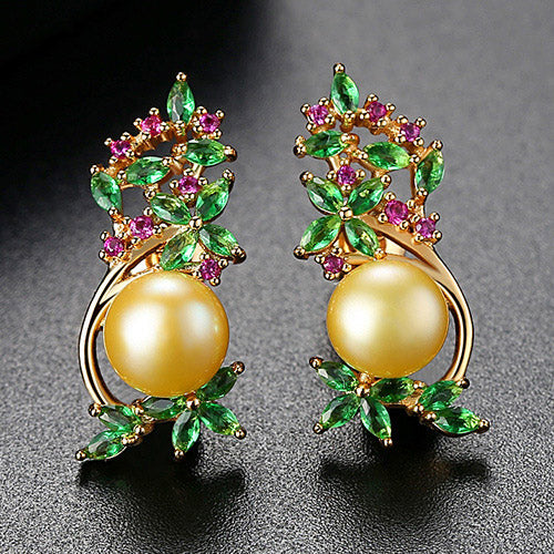 Gnoce Vintage Flower & Pearl Stud Earrings_2