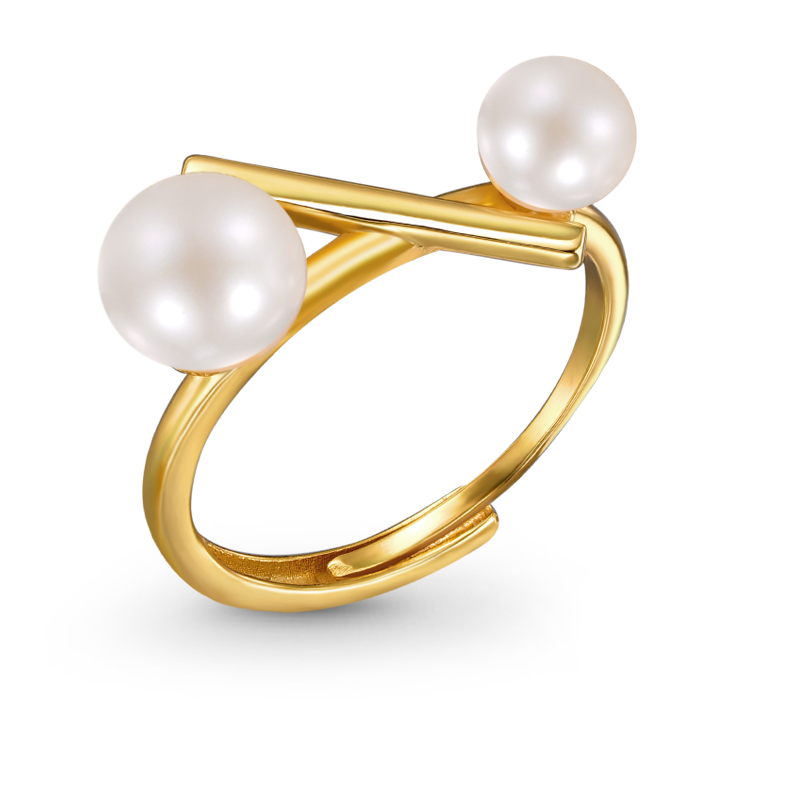 Gnoce Geometry Balance Beam Pearl Adjustable Ring_1