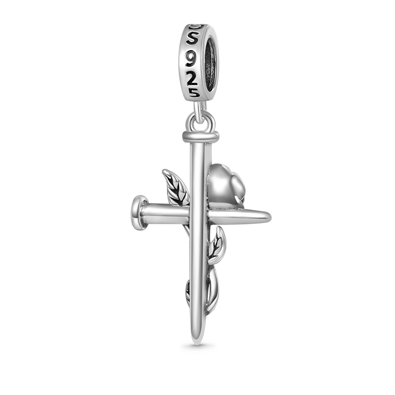 Gnoce Vintage Rose Cross Pendant Dangle Charm_2