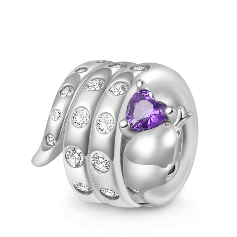 Gnoce Chinese Zodiac Snake Embraces Heart Gem Charm_1