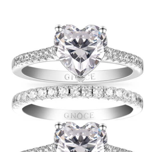 Gnoce Double Clear Heart Cut Stackable Ring Set_1