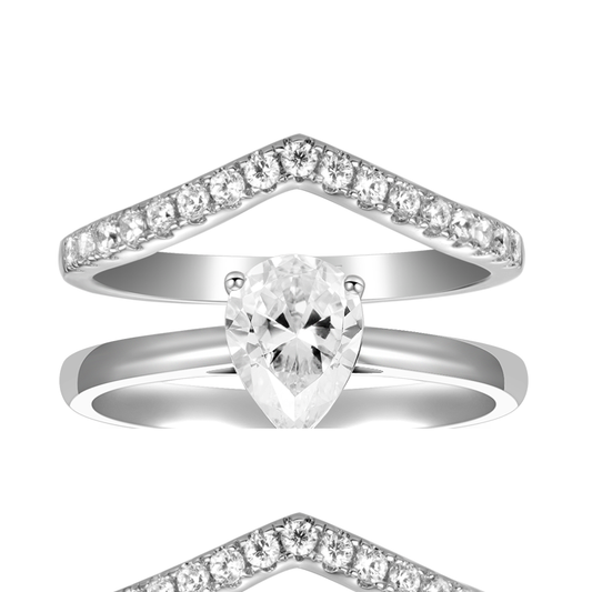Gnoce Classic Pear Cut Wishbone Stackable Ring Set_1