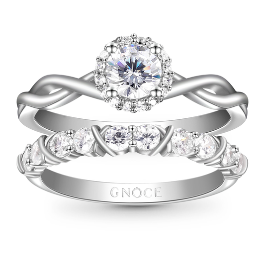 Gnoce Vintage Clear Round Cut Stackable Ring Set_1