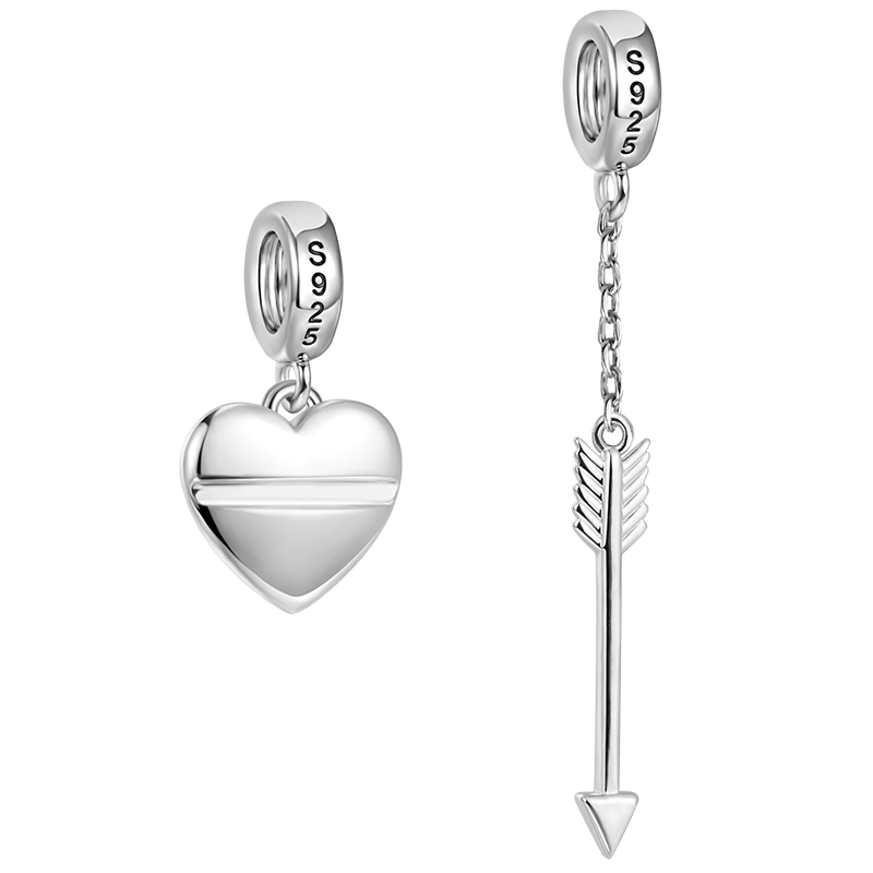 Gnoce Romantic Arrow with Love Double Pendant Dangle Charm_2