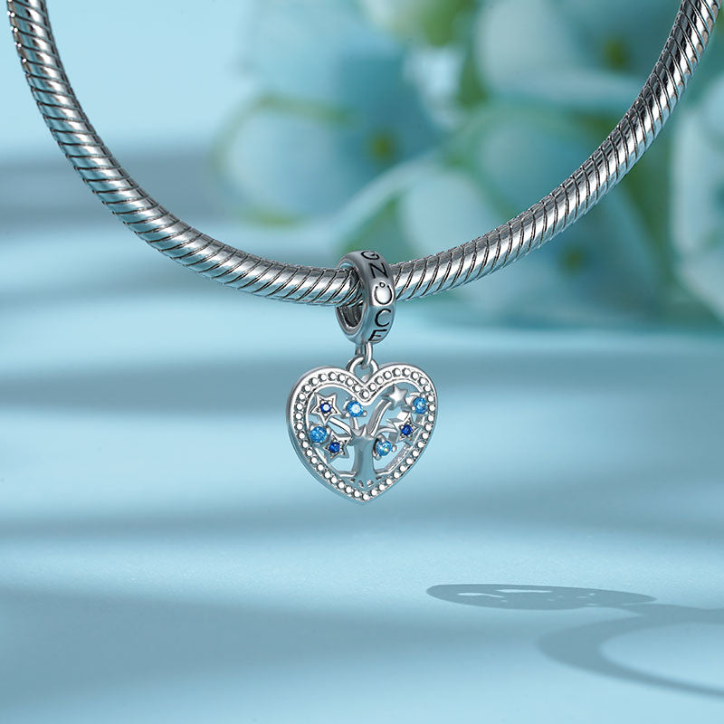 Gnoce Star Tree of Life Heart Pendant Dangle Charm_3