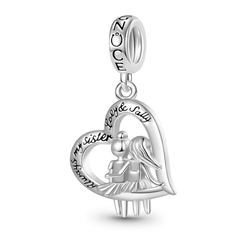 Gnoce Sister Love Heart Engravable Pendant Dangle Charm_1
