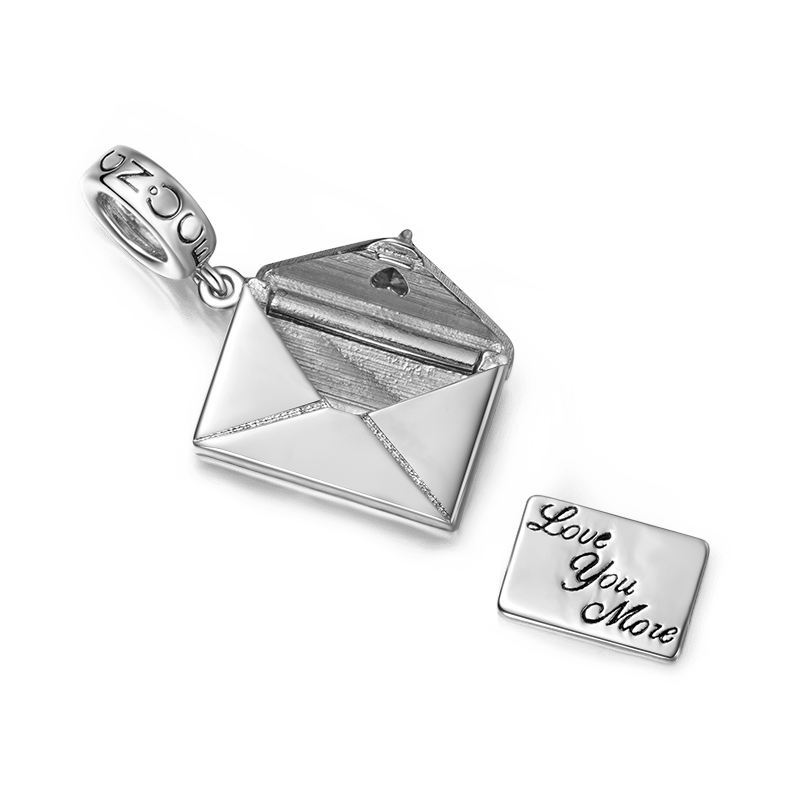 Gnoce Openable Envelope Love Letter Engravable Pendant Dangle Charm_3