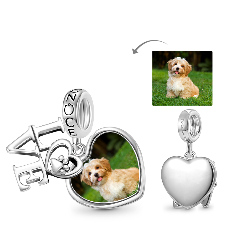 Gnoce Pet Lover Paw Personalized Photo Double Pendant Dangle Charm_1