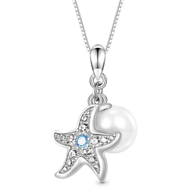 Gnoce Sparkling Starfish Pearl Necklace_1