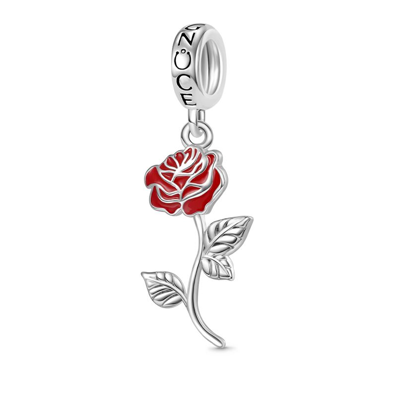 Gnoce Red Rose Flower Pendant Dangle Charm_1
