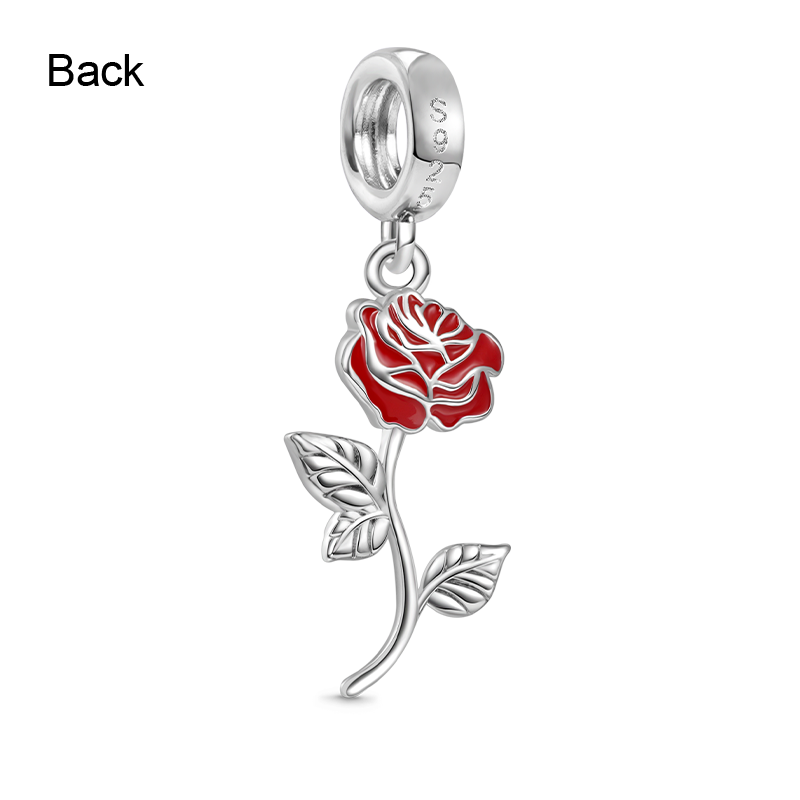 Gnoce Red Rose Flower Pendant Dangle Charm_2