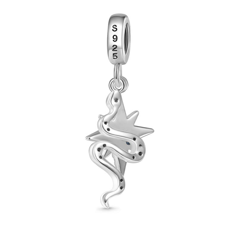 Gnoce Sparkling Snake & Star Double Pendant Dangle Charm_2