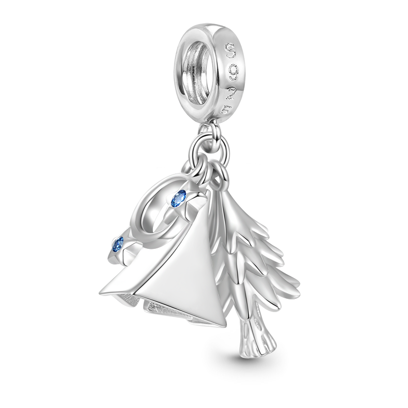 Gnoce Tent, Tree & Moon Star Triple Pendant Dangle Charm_2