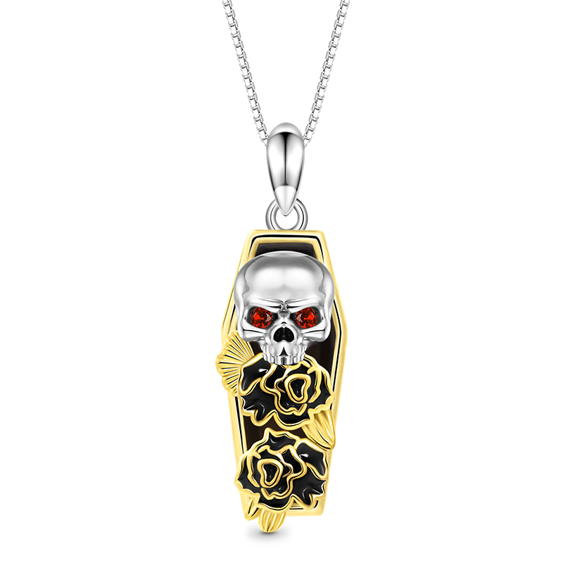Gnoce Skull with Roses in the Coffin Necklace_1