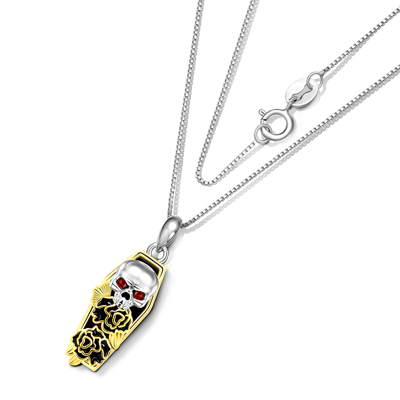 Gnoce Skull with Roses in the Coffin Necklace_2
