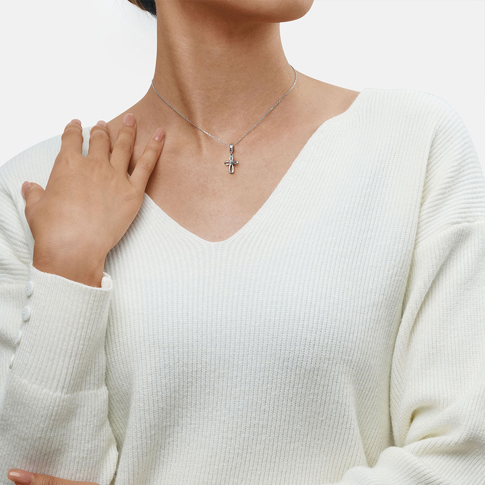 Gnoce Eternal Ribbon Cross Pendant Dangle Charm_6
