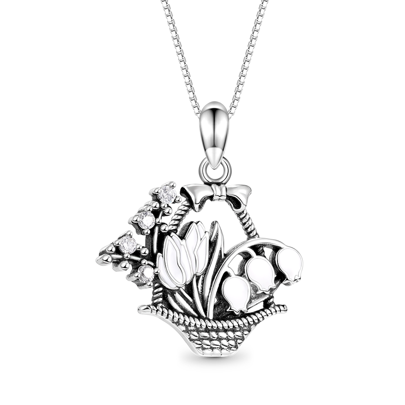 Gnoce Vintage Flower Basket Necklace_1