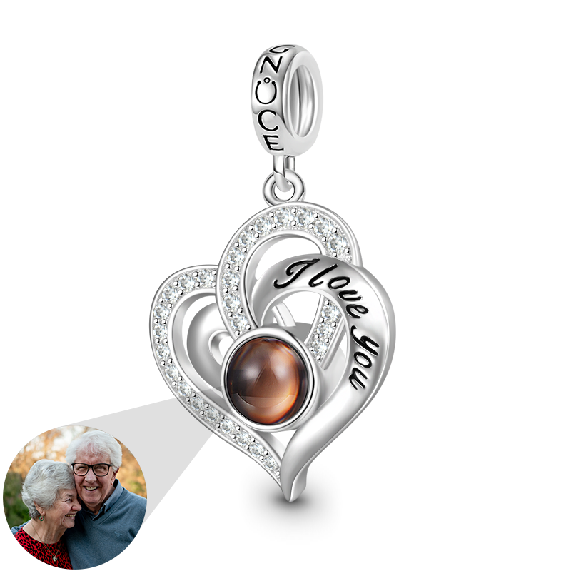Gnoce Projection Love Heart Personalized Photo Pendant Dangle Charm_1