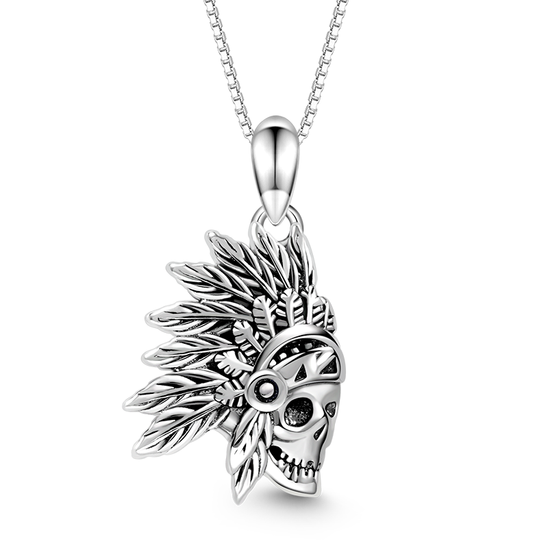 Gnoce Indian Blackened Skull Necklace_1