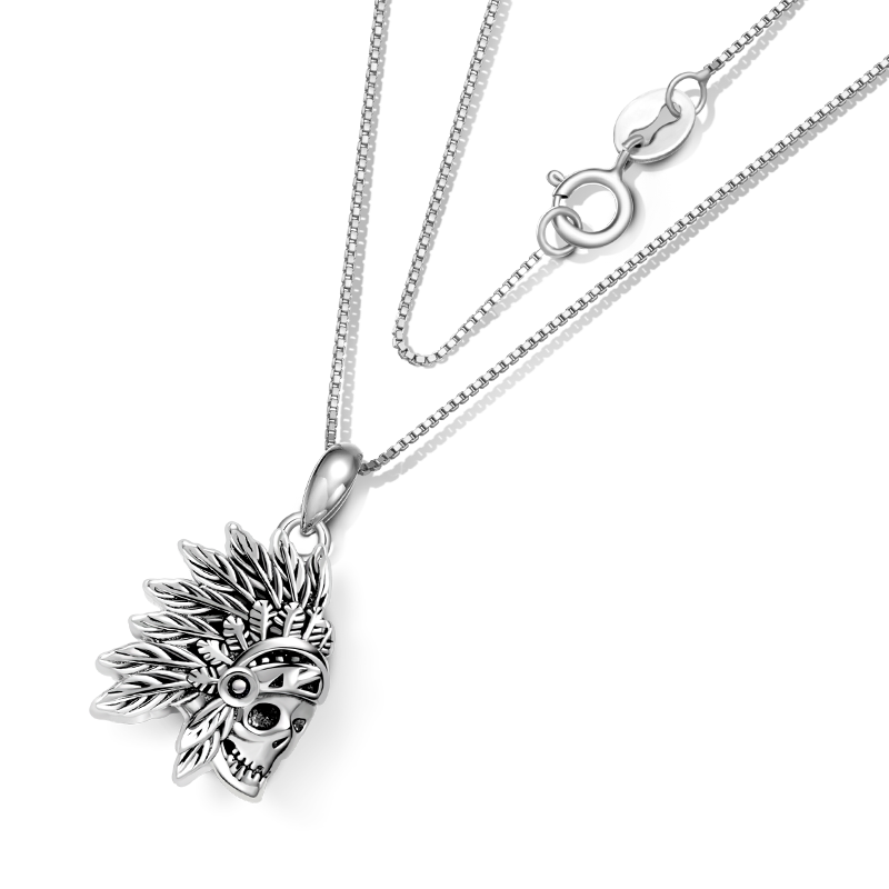 Gnoce Indian Blackened Skull Necklace_2