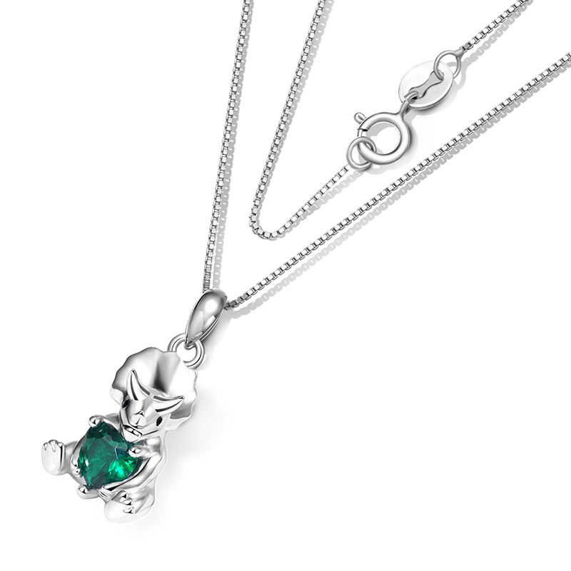 Gnoce Triceratops Embraces Heart Gem Necklace_2