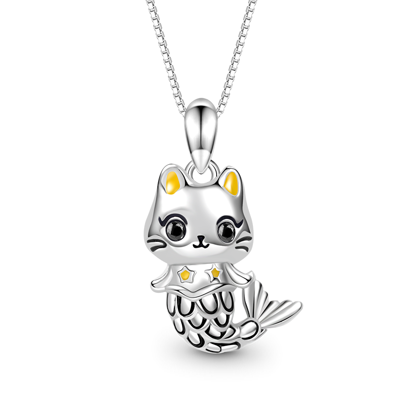 Gnoce Cute Cat Mermaid Necklace_1