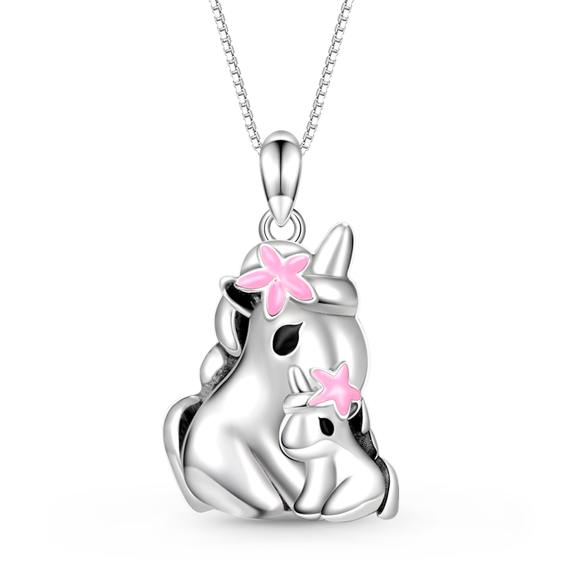 Gnoce Embrace Love Sakura Unicorn & Baby Necklace_1