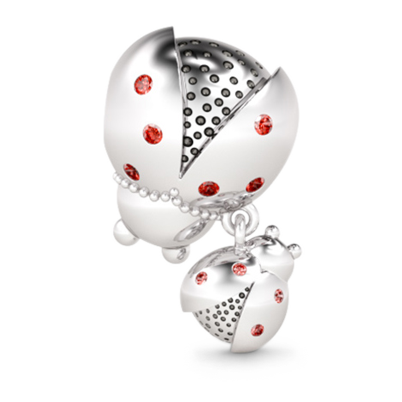 Gnoce "Be Thankful"  925 Sterling Silver Dangling Charm Cute Ladybug Charm Great Gift for Animal Lovers_1