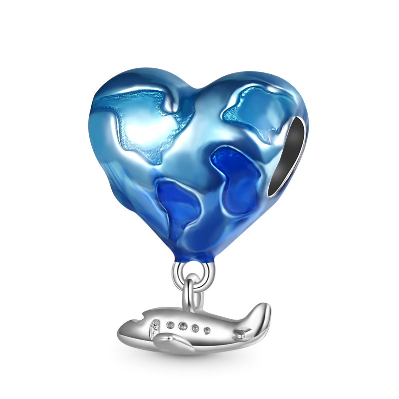 Gnoce Blue Earth with Plane Travel Charm_2