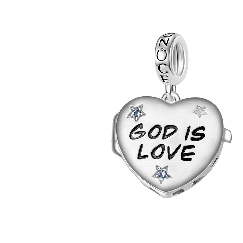 Gnoce "God is Love" Heart Personalized Photo Pendant Dangle Charm_1