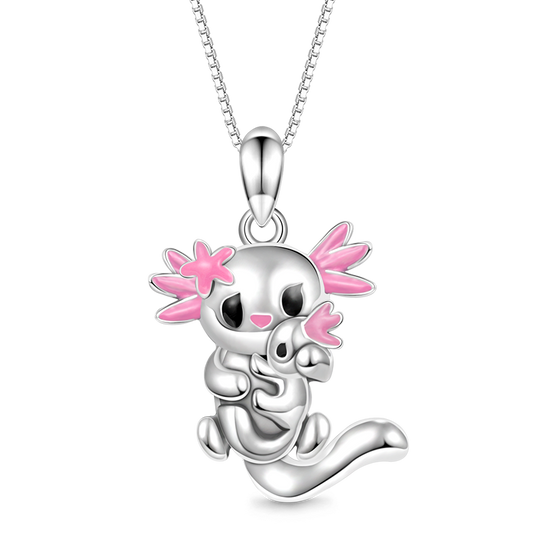 Gnoce Embrace Love Sakura Mexican Axolotl & Baby Necklace_1