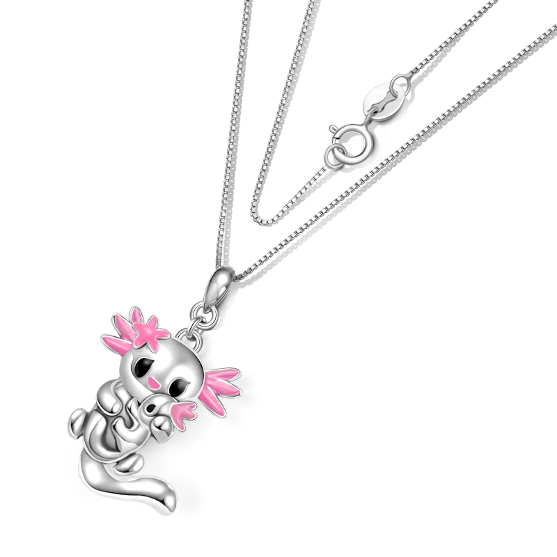 Gnoce Embrace Love Sakura Mexican Axolotl & Baby Necklace_3
