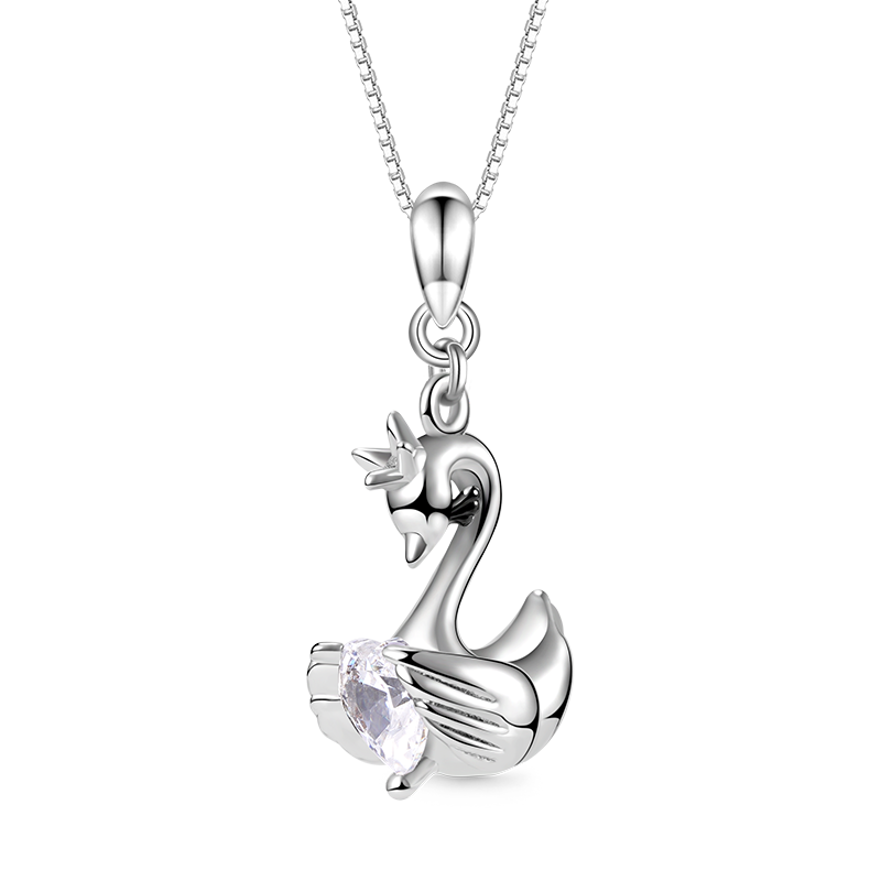 Gnoce Swan Embraces Heart Gem Necklace_1