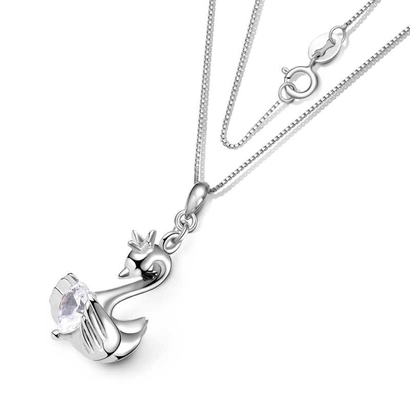 Gnoce Swan Embraces Heart Gem Necklace_2