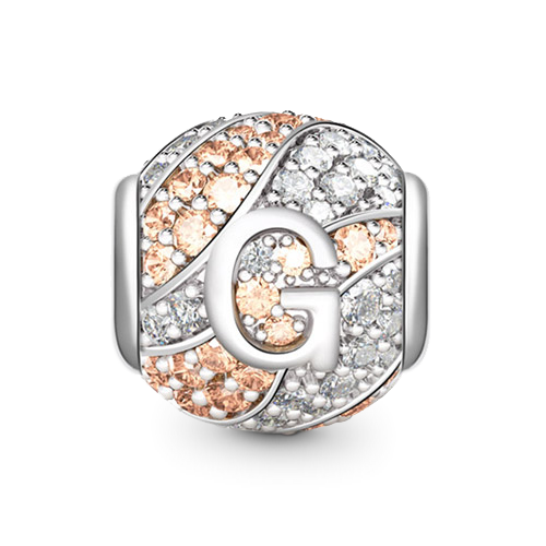 Gnoce “Letter G with Special Meaning for Special Person ”Made of 925 Sterling Silver Champagne & Clear  CZ Letter G Charm_1