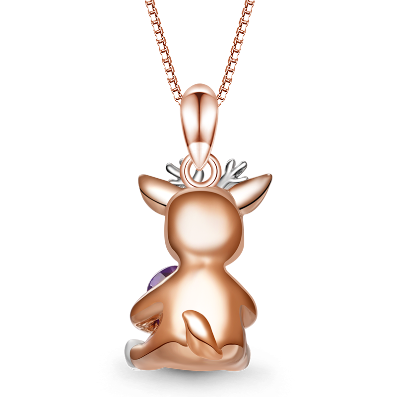 Gnoce Lovely Deer Embraces Heart Gem Necklace_2