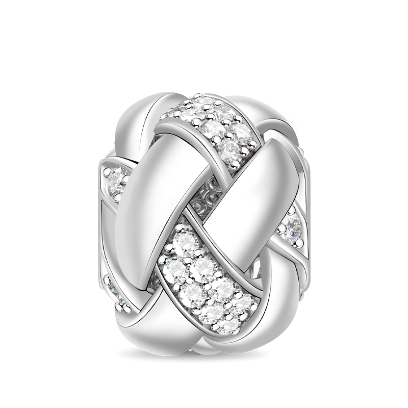 Gnoce "Interwoven love" 925 Sterling Silver Charm with Cubic Zirconia Handcrafted to Your Bracelet or Necklace_1