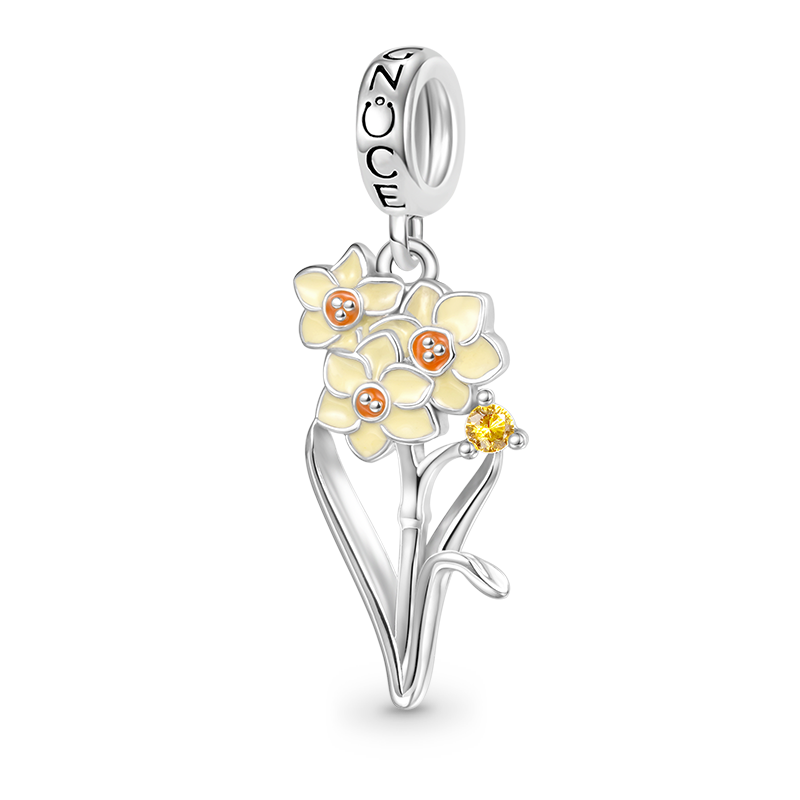 Gnoce Dec.Birthday Flower Narcissus Pendant Dangle Charm_1