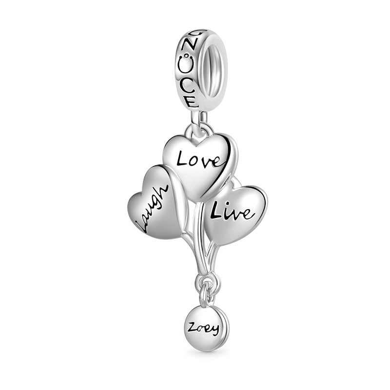 Gnoce "Live, Love, Laugh" Hot Air Balloon Engravable Pendant Dangle Charm_1