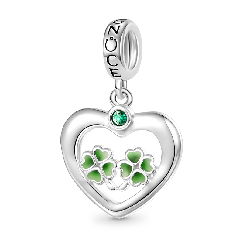 Gnoce Lucky Four-leaf Clover Heart Pendant Dangle Charm_1