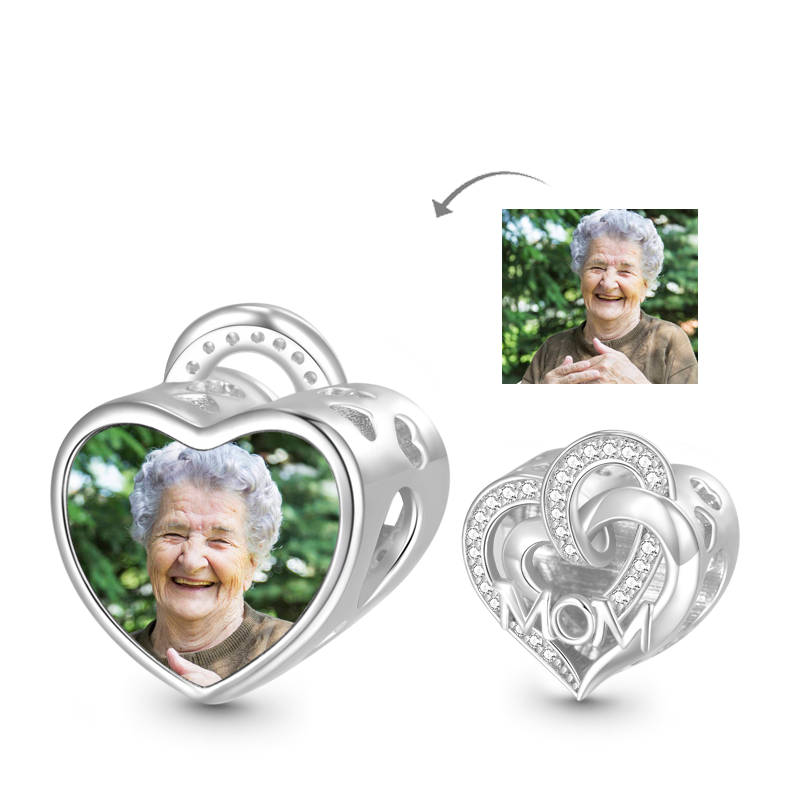 Gnoce "Love You, Mom" Heart Personalized Photo Charm_1