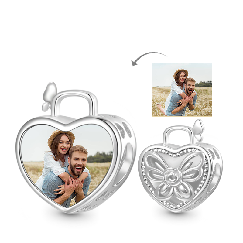 Gnoce Butterfly Heart Personalized Photo Charm_1