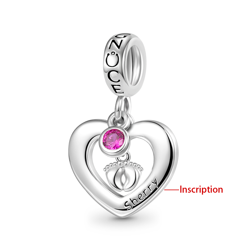 Gnoce Footprint Heart Engravable Pendant Dangle Charm_2