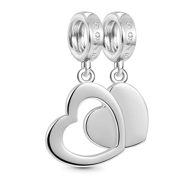 Gnoce Mother&Daughter Heart Pendant Dangle Charm_2