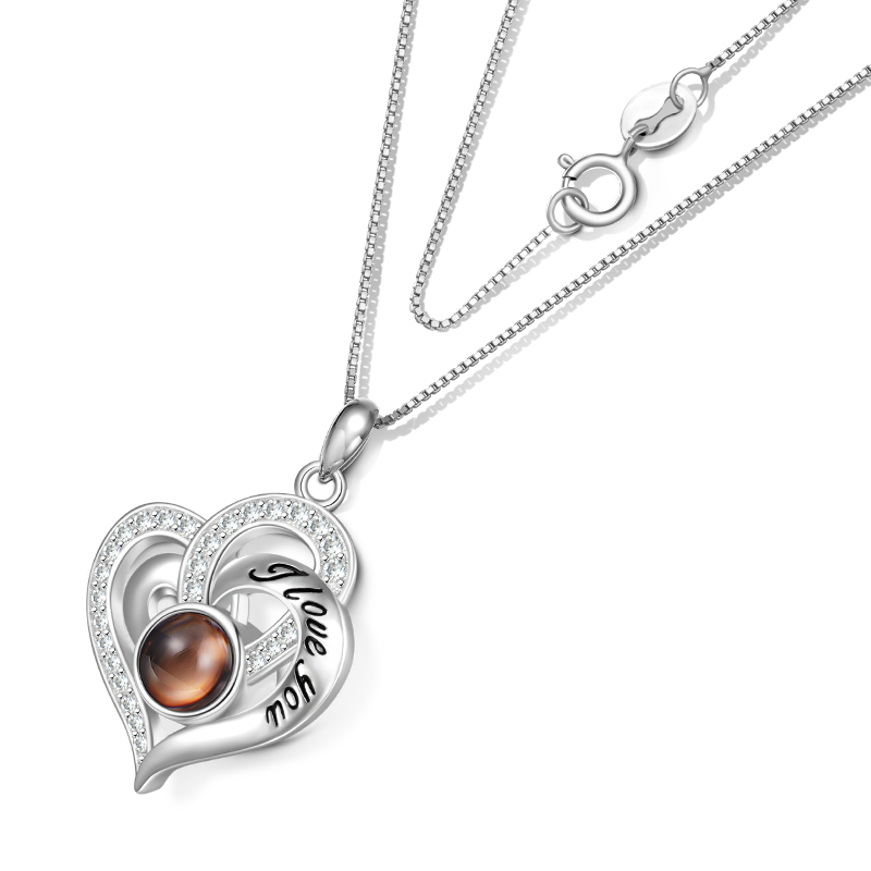 Gnoce Projection Love Heart Personalized Photo Necklace_2
