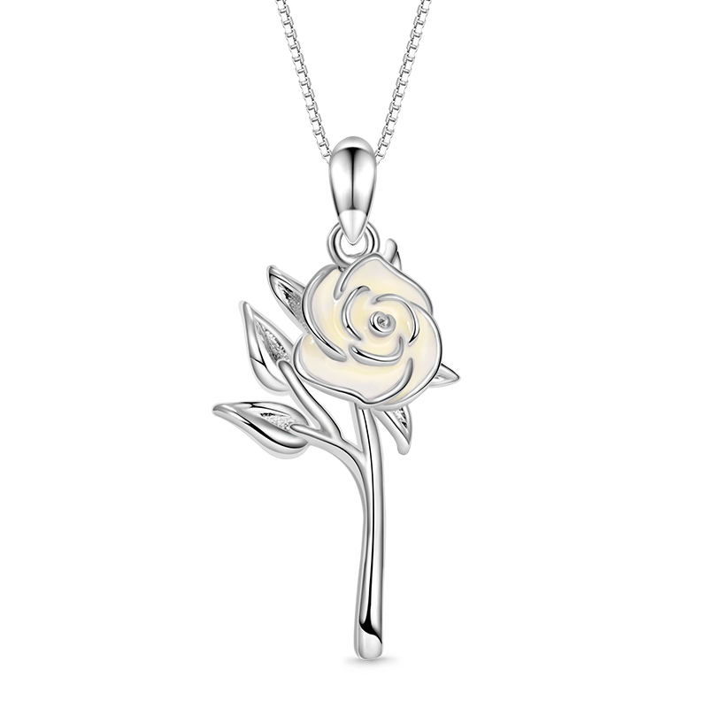 Gnoce White Rose Flower Necklace_1