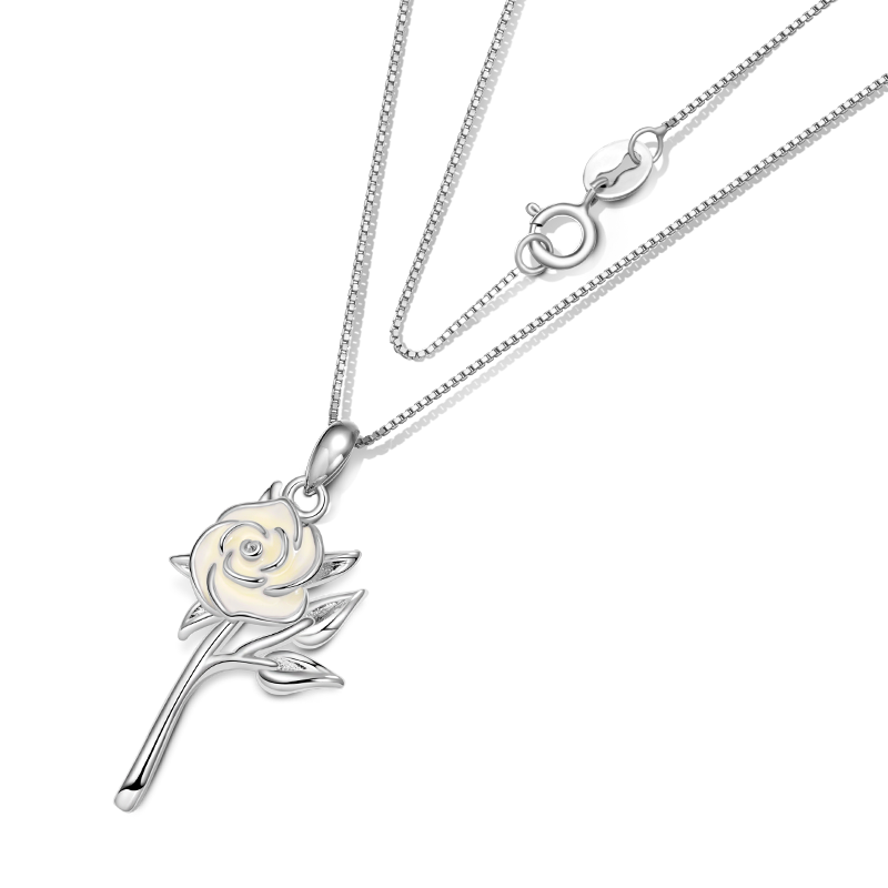 Gnoce White Rose Flower Necklace_2