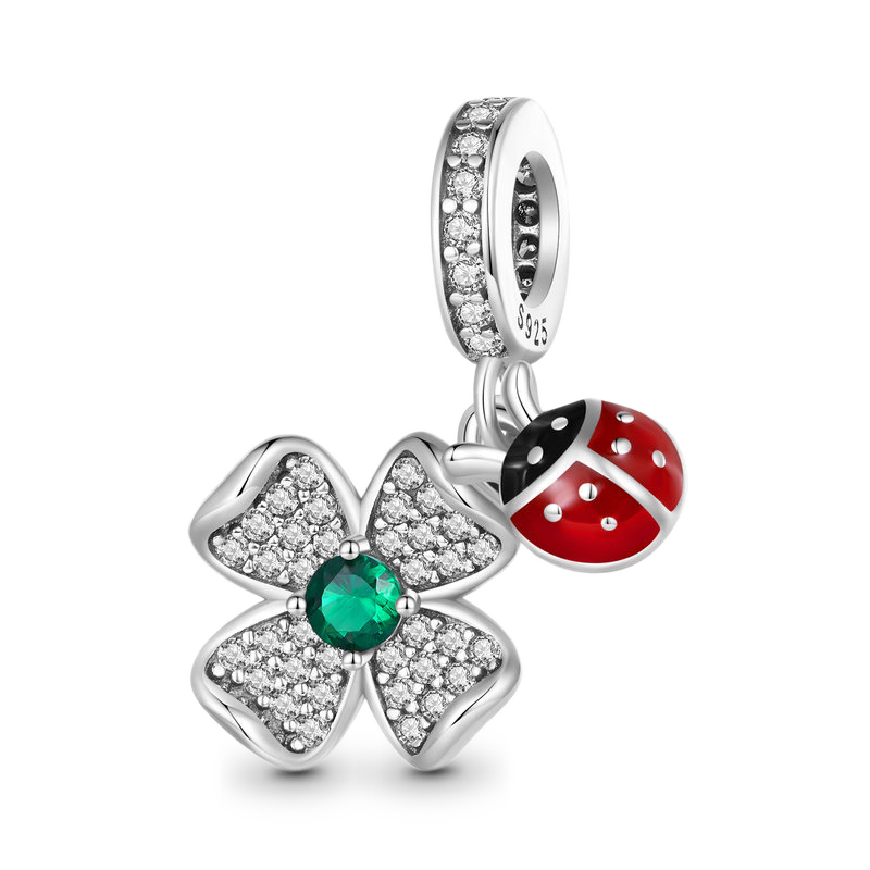 Gnoce Lucky Clover Ladybug Pendant Dangle Charm_1