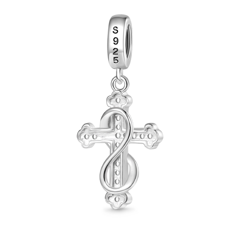 Gnoce "FAITH OVER FEAR" Eternal Cross Pendant Dangle Charm_2
