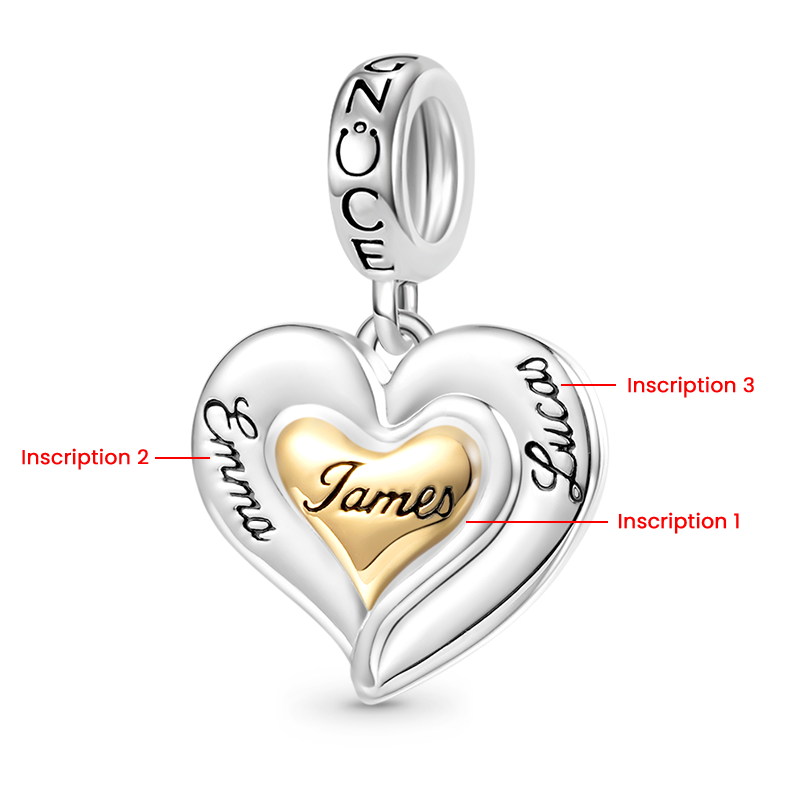 Gnoce Family Love Heart Engravable Pendant Dangle Charm_2
